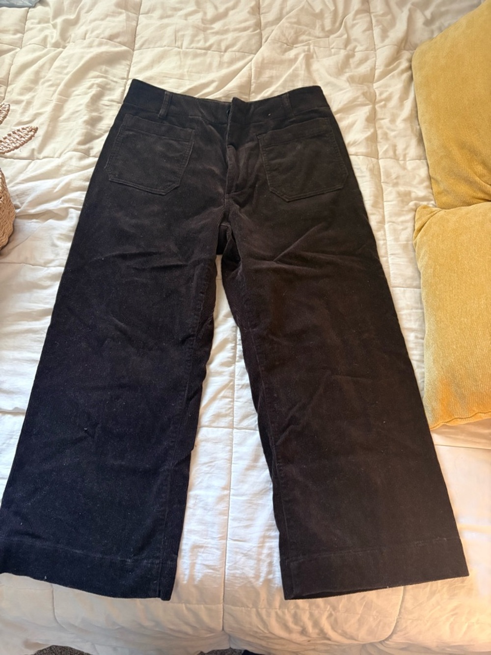 Quince Wide-Leg Corduroy crop Pants in dark brown